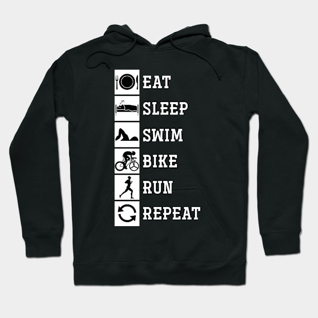 Eat, Sleep, Swim, Bike, Run, Repeat Triathlete Hoodie by shirtsyoulike